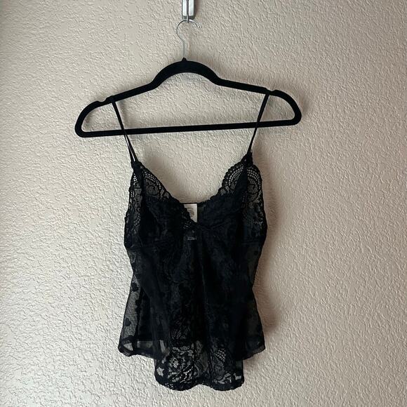 In Bloom Lace Polka Dot Camisole Tank Top Black Medium - Picture 2 of 7